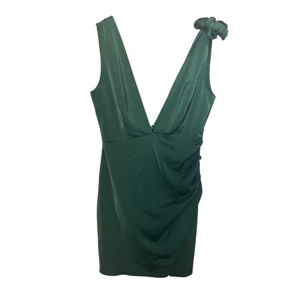 NBD (Revolve) Timon Mini Dress Asymmetric Tie Shoulder Emerald Green Sz Medium M - Picture 4 of 7